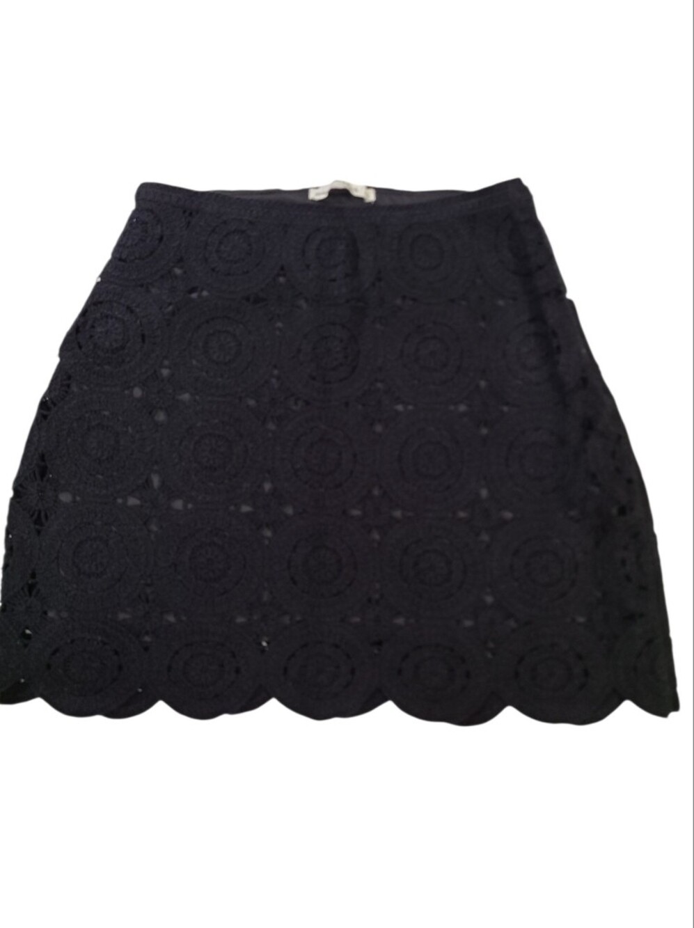 Abercrombie & Fitch Black Crochet Lace Scalloped Hem Mini Skirt Size S